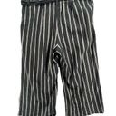 J.Jill  Pants Womens L Black Tan Stripe Linen Stretch Crop Wide Leg Paper Bag Tie Photo 3