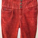 No Boundaries Size 3 Red Orange High Waisted Button Up Skinny Corduroy Pants Photo 0