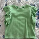 ZARA green ruffle shirt Photo 0