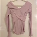 Free People  Marley Sweater Top Purple Ribbed Patrern Photo 3