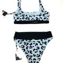 DKNY  Leopard Print Blue & Black High Rise Swim Bikini Top & Bottom XS / Small Photo 2