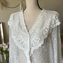 Anthropologie Eri + ali Anthro v neck button down cottage prairie floral embroidery blouse S Photo 1