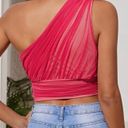 SheIn One Shoulder Mesh Cropped Top Photo 1