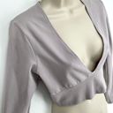 Reebok  Nature-X NEW Deep V-Neck Crop Top Sz L Lavender Rib Knit Waist Stretch Photo 1