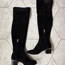 Jimmy Choo  Black Suede Over the Knee Block Heel Boots Sz 7 Photo 1