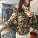 Bardot  Zebra Print Mock Neck Long Sleeve Mesh Top Tan Black Size Small Photo 1