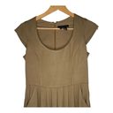 Etcetera  Pleated Dress With Pockets Cap Sleeves Tan Color Career Size 4 Photo 1