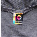 Roxy  Gray Pinstripe Teal Love & Happiness Graphic Tank Top ~ Women's Size LARGE Photo 4