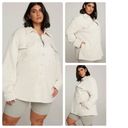 Good American  Fleece Shacket 100% Cotton Bone Cream Ivory Curvy Plus Size 3/4 Photo 2