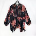 Style & Co  Womens Black Floral Long Sleeve Crochet Paisley Blouse Top Plus Size Photo 3