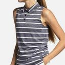 Nike  Dri-Fit Sleeveless Striped Polo Shirt Blue Gray & White Size Large Golf Photo 0