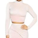 Naked Wardrobe NWT  On the Glow Long Sleeve Turtleneck Crop Top in Pink Photo 0