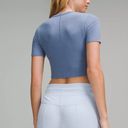 Lululemon Hold Tight Straight Hem Cropped T-Shirt Oasis Blue Photo 2