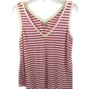 Bordeaux Women's  Small Pink and White Stripe Tank Top B105 Photo 0