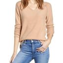 Caslon NWT  Cozy V-Neck Ribbed Long Sleeve Top Plush Raglan Thermal Beige Large Photo 0