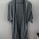 Roxy  Open Front Longline Kimono Sweater Gray with Printed Trim Medium Photo 0