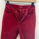 MOTHER Denim MOTHER- Insider Crop Step Fray Hopscotch Red Corduroy Pants Raw Hem Photo 5