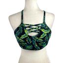 Cabana Del Sol  Palm Leaf Tropical Criss Cross Bikini Top Medium Green Photo 0