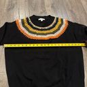 THML  Women’s S  Pullover Sweater Black Colorful Open Crochet Afghan Knit Collar Photo 5