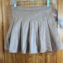 TCEC  tan Faux Leather Vegan Pleated mini Skirt Small Photo 0