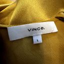 Vince  High Low T-Shirt 100% Silk Boxy Short Sleeve Crewneck Relaxed Fit Gold L Photo 4