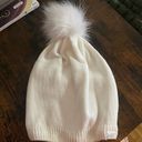 White Pom Knit Beanie Photo 0