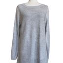 Hilary Radley  Womens Size L Gray White Two Fer Long Sleeve Faux Layered Sweater Photo 2