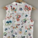 J.Jill  White Multicolor Floral Paisley Linen Collared Sleeveless Button Up Tank Photo 6