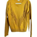 Umgee  Sweater Womens Large Yellow Boho Fringe Pullover Long Sleeve Sweatshirt Photo 0