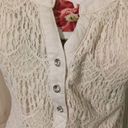 belle du jour Crochet Front Henley Button Blouse Top Ivory White Photo 2