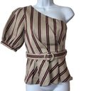 L'Academie   The Chloe Blouse Ivory Derby Stripe Belted NWT Size XS Photo 1