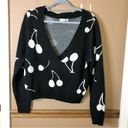 Urban Outfitters  Oversized Slouchy V Neck Cherry Sweater Black White Size Small Photo 1