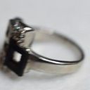 NWOT Unique Geo Rhinestone Black Enamel Squares Silver Tone Size 9 Ring Photo 2