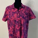 Basic Editions  Hot Pink & Purple Hibiscus Palm Leaves Floral Button Down Size XL Photo 0