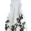 Natori Josie  Linen White Floral Embroidered Applique Linen Blend Midi Dress Photo 0