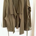 DKNY  active olive green open front, belted cardigan, women, no size tag Photo 7