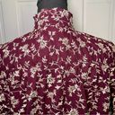 Ann Taylor  NWT Women's Small Maroon Floral Embroidered Blouse Puff Sleeve Ruffle Photo 6