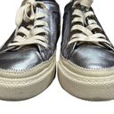  ALL SAINTS Metallic Pewter Silver Milla Leather Platform Sneakers Size Photo 4