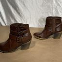 blowfish  Brown Leather Heeled Ankle Boots Women’s Size 6 Photo 6