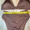 Aerie Large 2 Piece  Ribbed Shine Crossover High Cut Cheeky Bikini Top & Bottom Photo 2