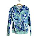 Hill House  Allie Zip Up Ocean Kaleidoscope Fleece Full Zip Hooded Jacket Medium Photo 2