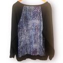 DKNY Jeans Raglan Top Long Sleeve Black Blue Purple Python Snake Pattern XL Photo 2