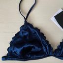 ZARA NWT Navy Blue  silky satin ruched bralette Photo 3