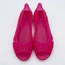 Crocs  Women's Adrina III Peep Toe Flats Slip Ons Bright Pink Jelly Shoes Size 8 Photo 3