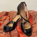 Calvin Klein  Black Criss Cross Open Toe Gold Hardware Size 7 Photo 0