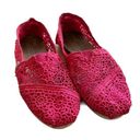 Toms  Womens Shoes Size 5 Pink Lace Espadrilles for Summer Slip Ons Photo 0