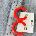 Dillard’s Beaded Hoop Fashion Earrings Coral Gold NWT Red Photo 6