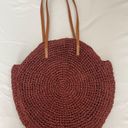 American Eagle  Straw Beach Bag Circular Rust Dark Red Large Tote Summer Spring Photo 1