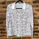 Allegra K  White Floral Long Sleeve Button Down Shirt Women's Size XS Photo 0