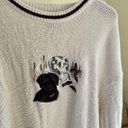 Vintage Black Lab Dog Duck Pond Embroidered Chunky Textured Crewneck Sweater in Cream Size XL Photo 1